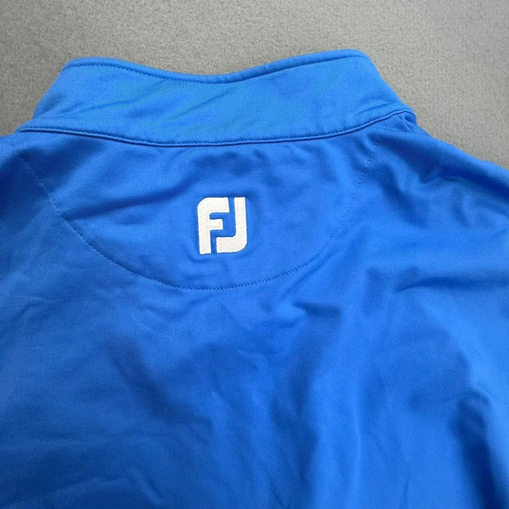 FootJoy Golf Vest Mens L Blue Quarter Zip Horseshoe Logo Performance Sleeveless